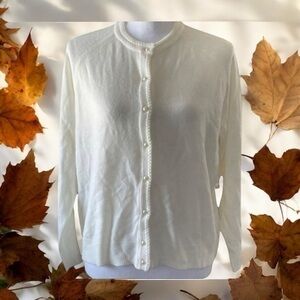 Karen Scott Luxurious Pearl Button Cardigan